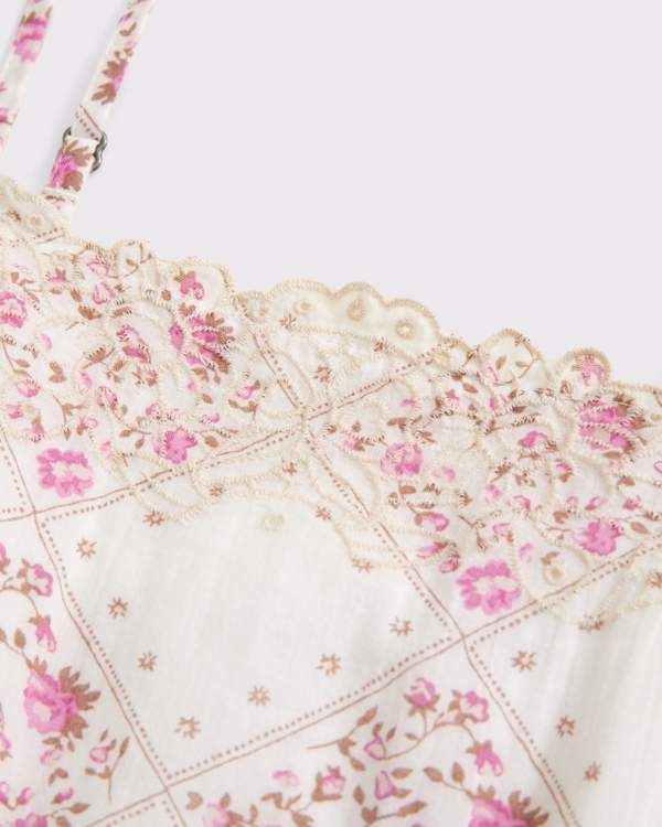 embroidered lace-trim maxi dress, Cream Pattern view 2