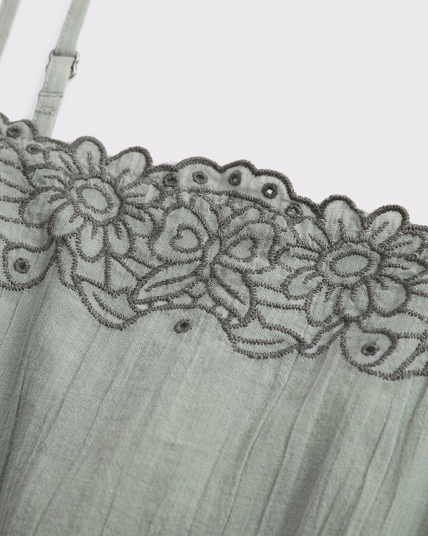 embroidered lace-trim maxi dress, Cool Sage view 2