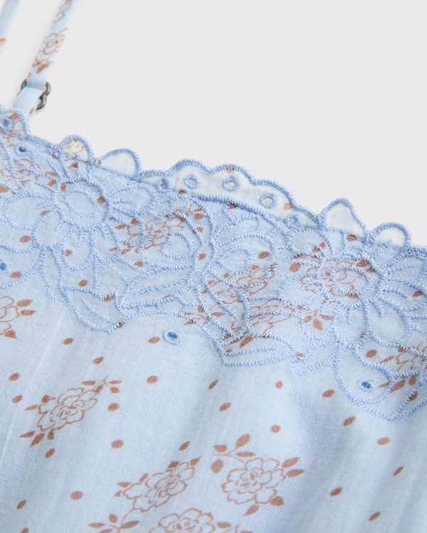 embroidered lace-trim maxi dress, Blue Pattern view 2