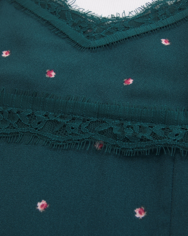 lace-trim twofer dress, Teal Pattern view 2