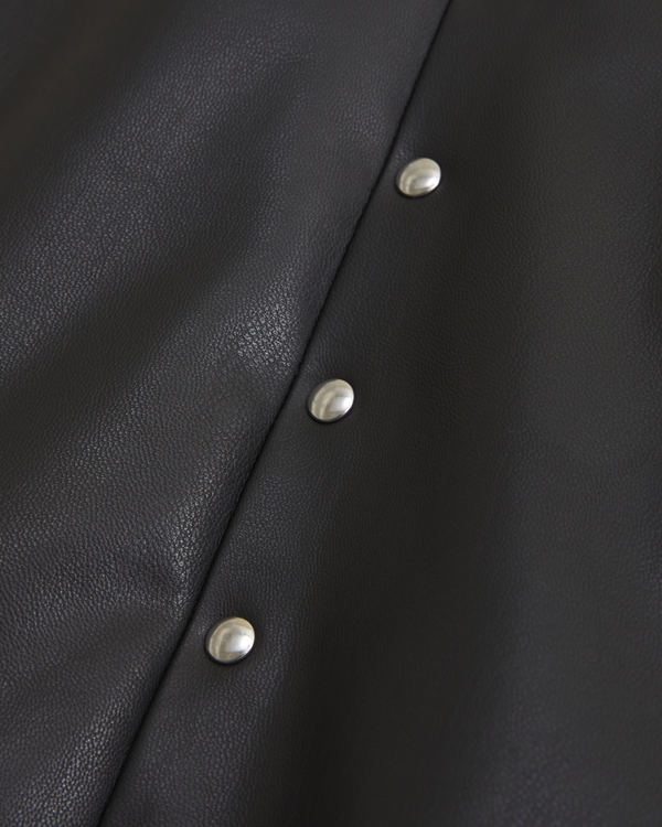 studded vegan leather mini dress, Black view 2