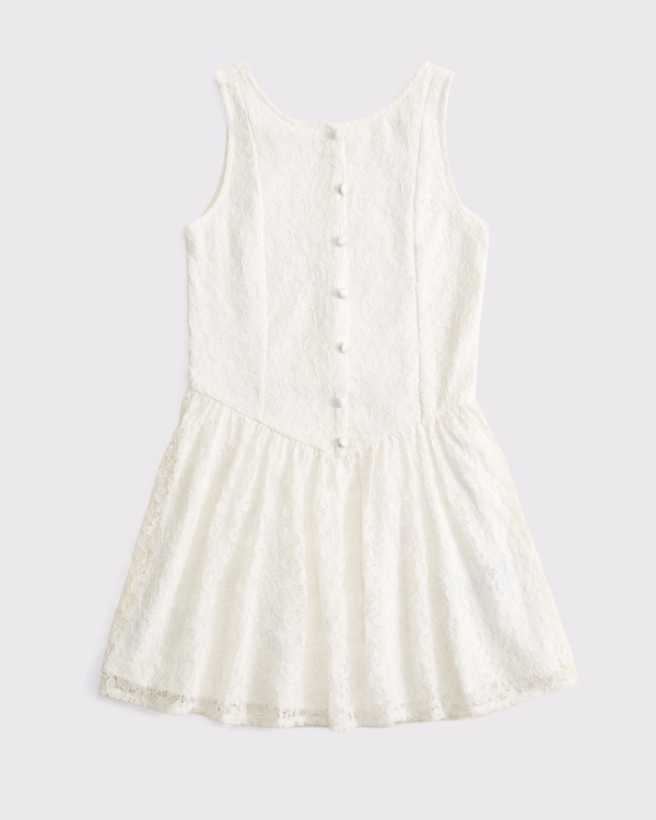 high neck lace mini dress, Cream view 2