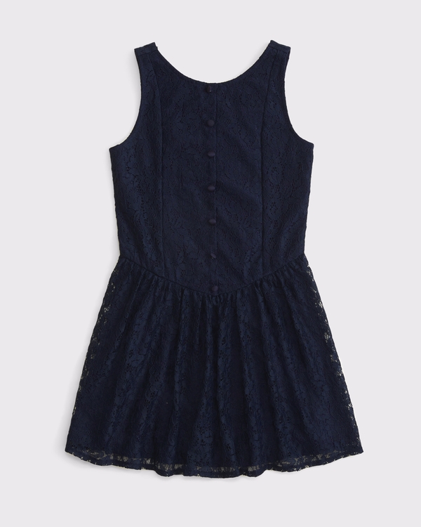 high neck lace mini dress