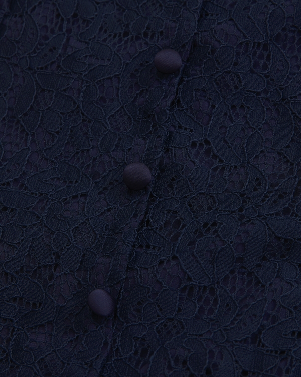 high neck lace mini dress, Muted Navy view 2