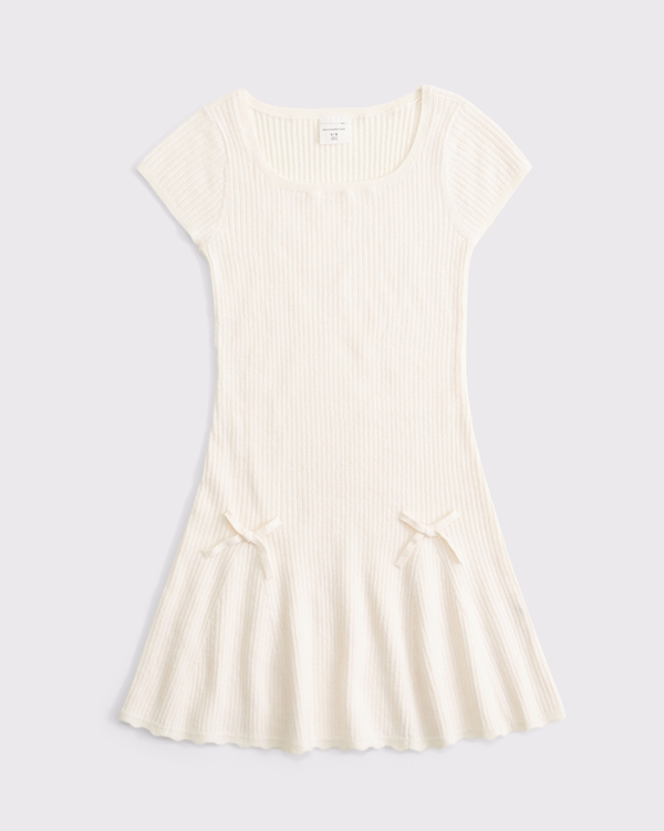 rib sweater mini dress and cardigan set, Cream view 2