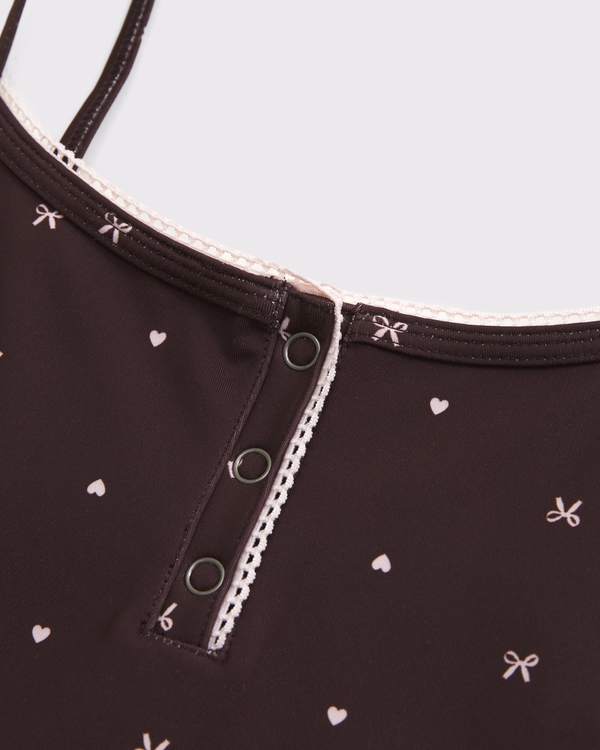 ypb active henley mini dress, Rich Brown Pattern view 2