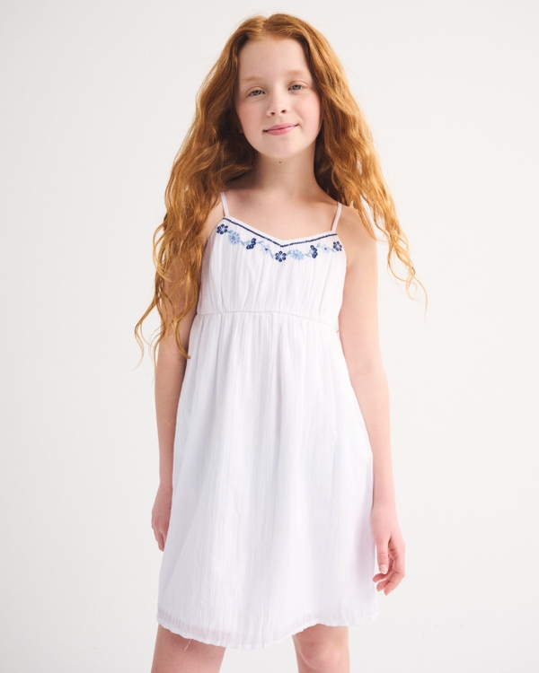 vestido babydoll bordado, Blanco view 1