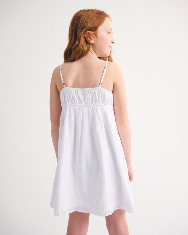 white babydoll dresses Marlina Ruffle Sleeve Mini Dress tie up heels and a purse for a look thats straight from Heaven WHITE SHORT PUFF SLEEVE JACQUARD