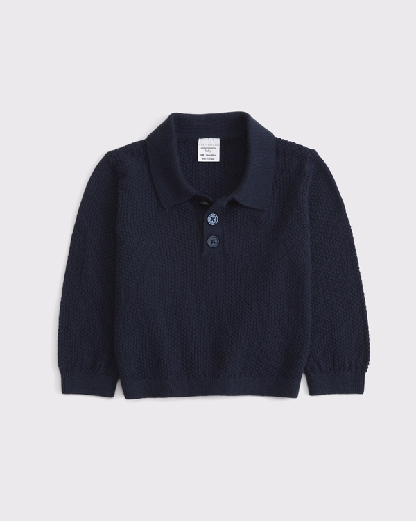 baby long-sleeve sweater polo, Deep Blue view 1