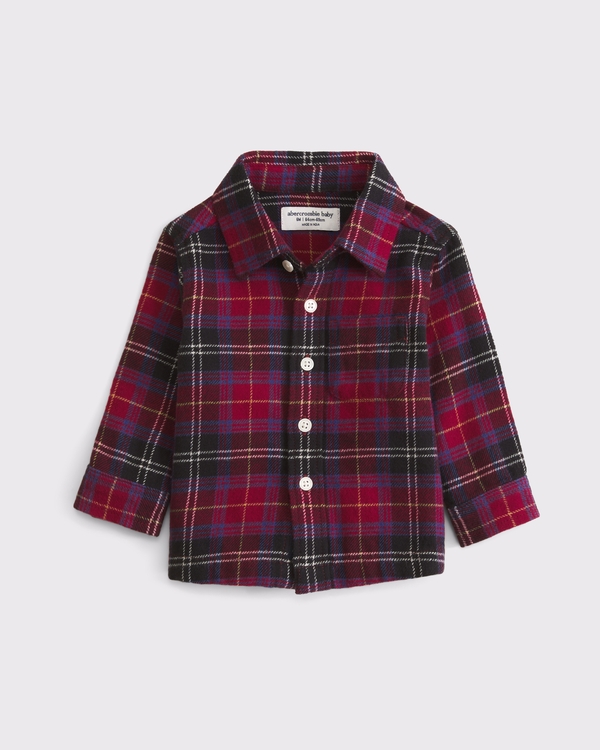 baby 100% cotton flannel shirt, Red Plaid view 1