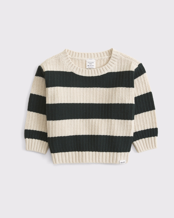 baby rib crew sweater, Green Stripe view 1