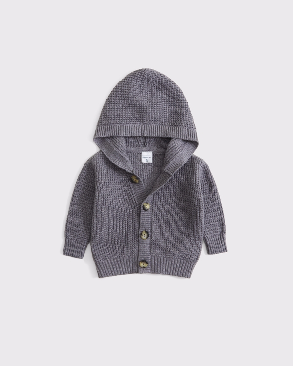 baby hooded cardigan, Dark Gray view 1