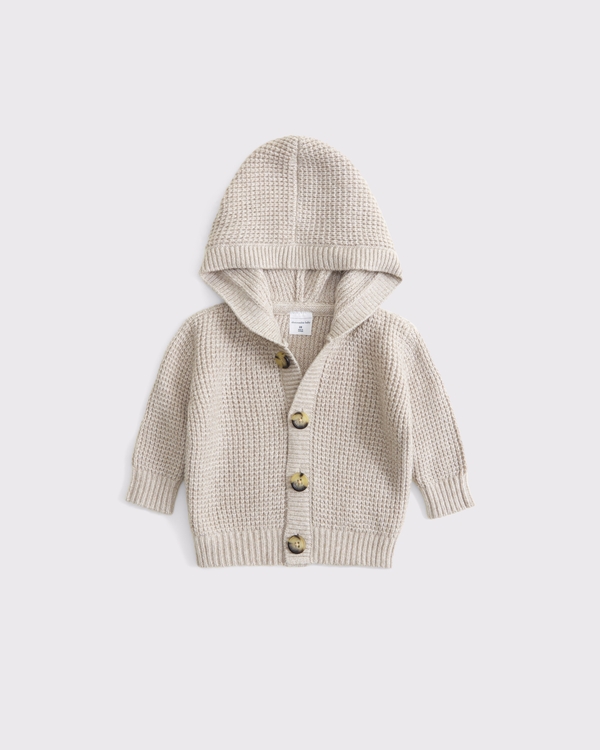baby hooded cardigan, Oatmeal view 1