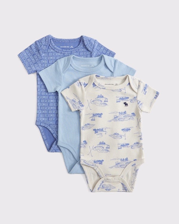 3-pack baby essential icon bodysuits, Blue Multicolor view 1
