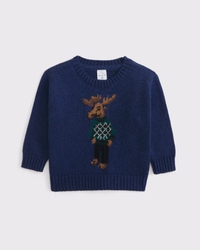 baby moose graphic crew sweater