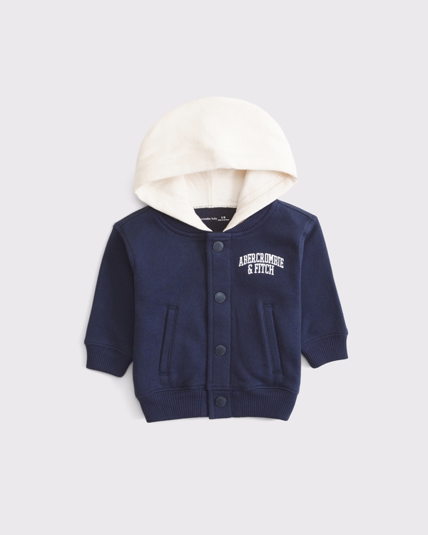 baby hooded logo bomber jacket, Sapphire view 1