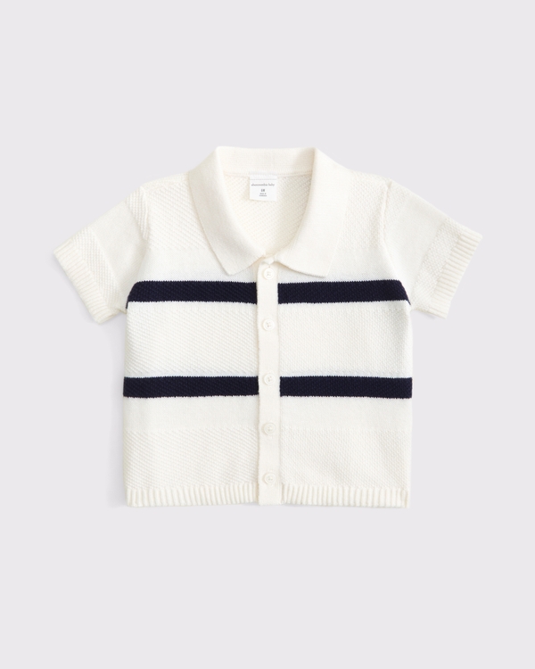 baby button-through sweater polo, Cream view 1