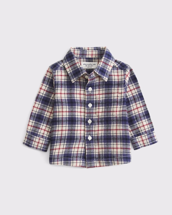 baby long-sleeve flannel, Blue Plaid view 1