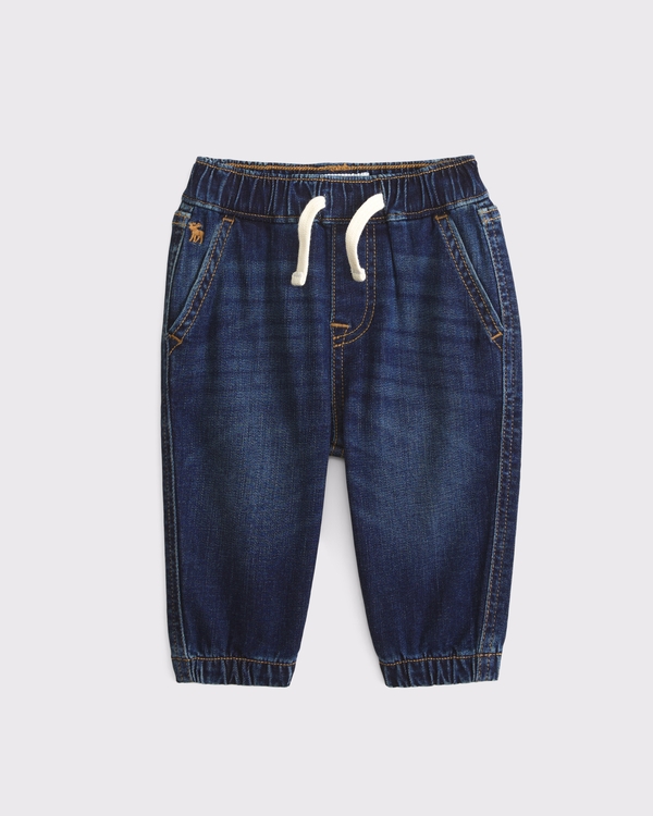 baby denim joggers, Dark Wash view 1