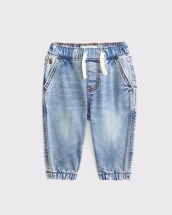 baby denim joggers, Light Wash view 1