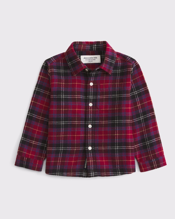 toddler 100% cotton flannel shirt, Red Plaid view 1