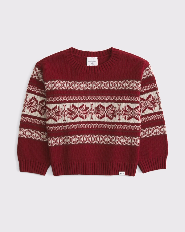 toddler crew sweater, Red Pattern view 1
