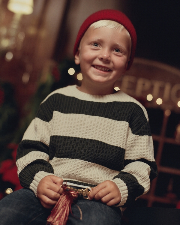 toddler rib crew sweater, Green Stripe view 1