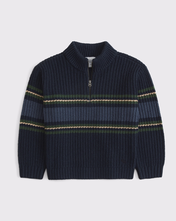 toddler rib quarter-zip sweater, Navy Stripe view 1