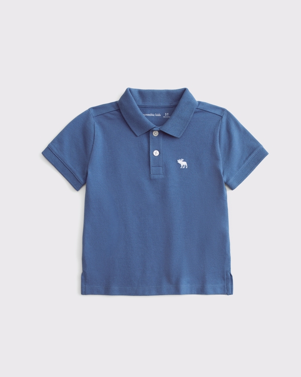 toddler icon pique polo, Denim Blue view 1