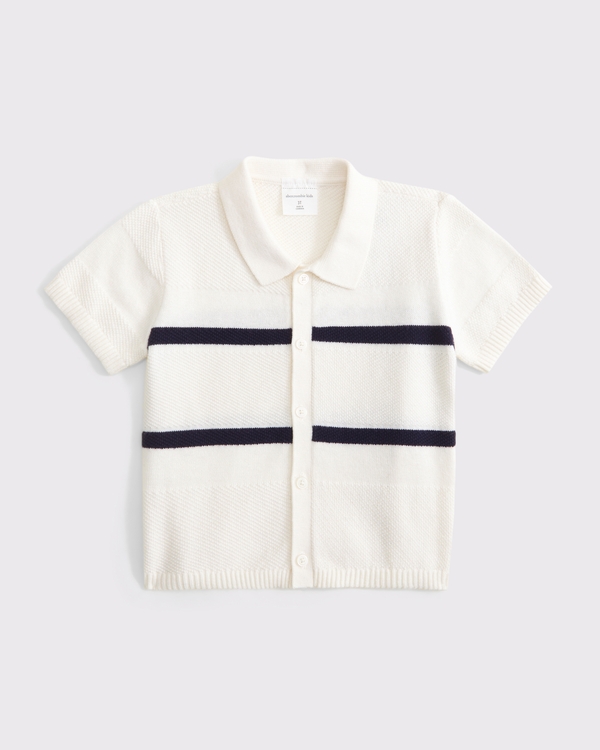toddler button-through sweater polo, Cream view 2
