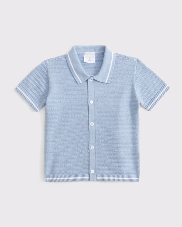 toddler button-through sweater polo, Blue view 1