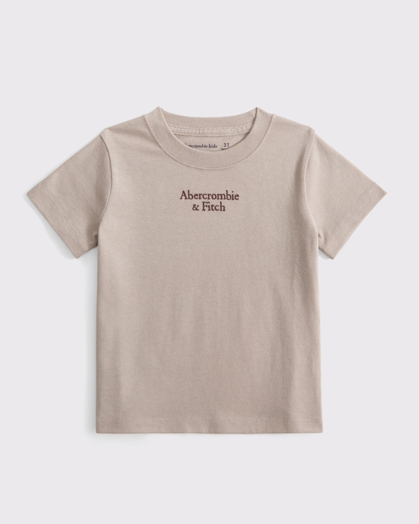 toddler essential logo crew tee, Taupe view 1