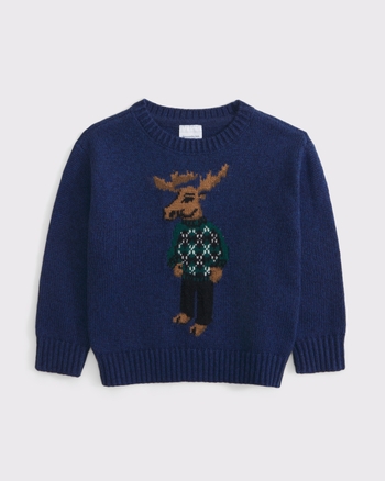 toddler moose graphic crew sweater