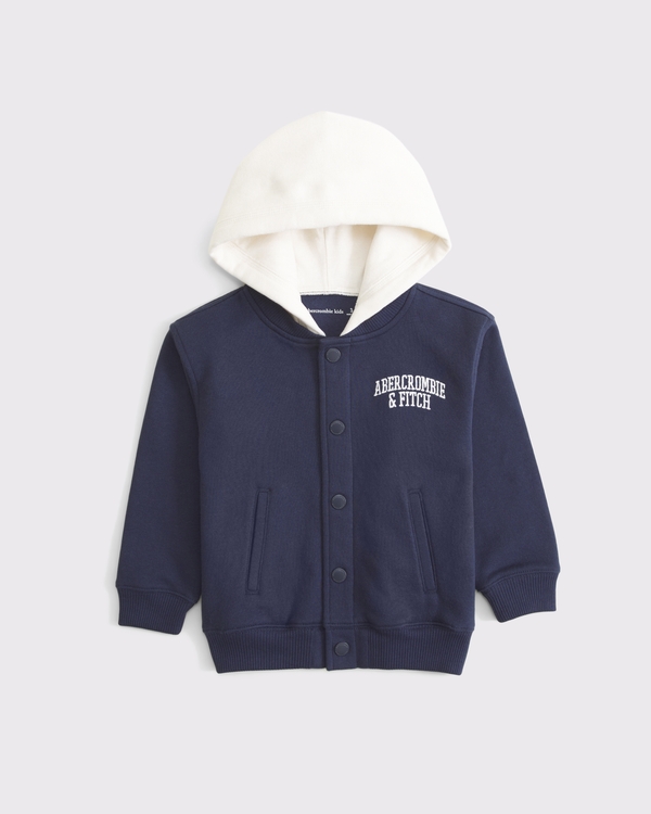 toddler hooded logo bomber jacket, Sapphire view 2