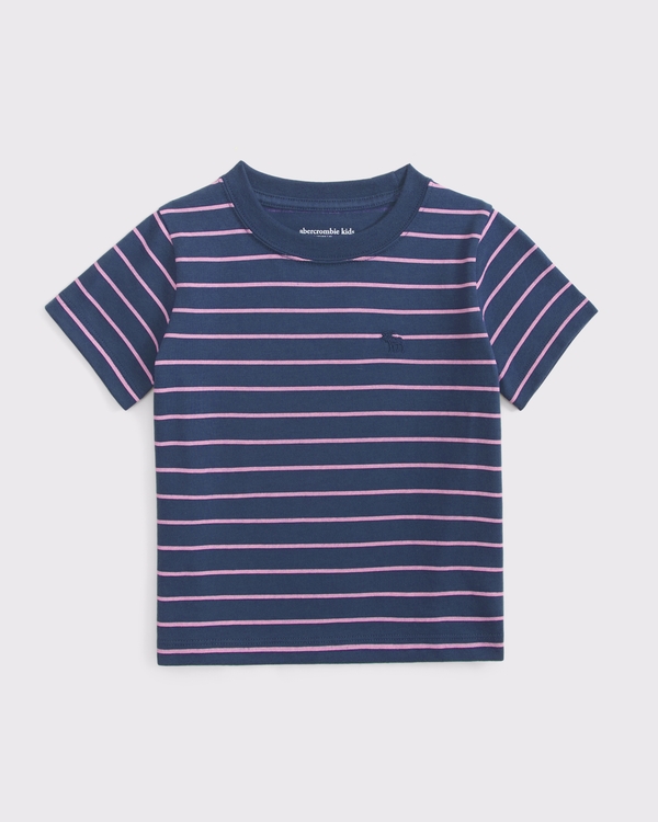toddler icon crew striped tee, Navy Stripe view 1
