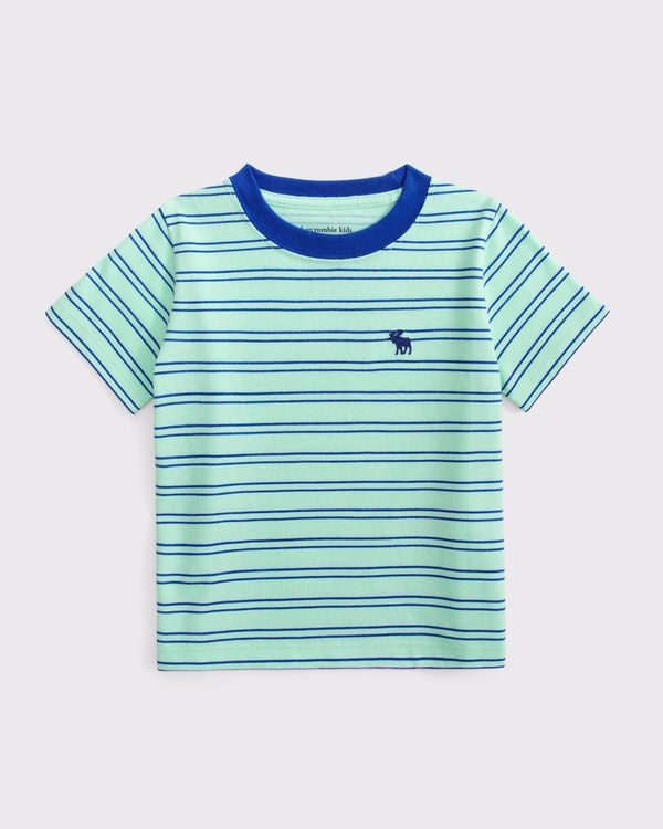 toddler icon crew striped tee, Green And Blue Stripe view 1