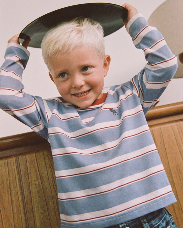 toddler essential icon long-sleeve tee, Blue Stripe view 1