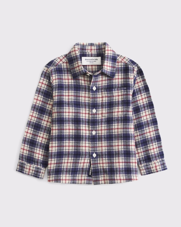 toddler long-sleeve flannel, Blue Plaid view 1