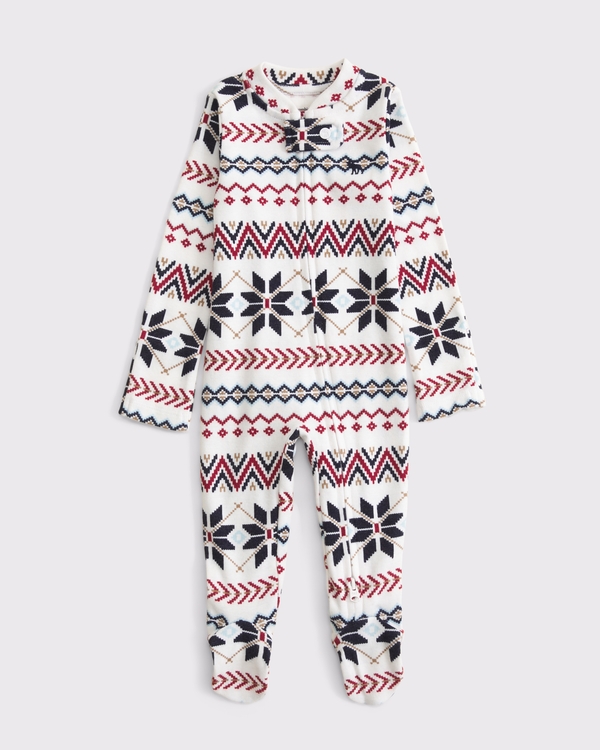 baby rib footed sleeper, White Fair Isle Print view 2
