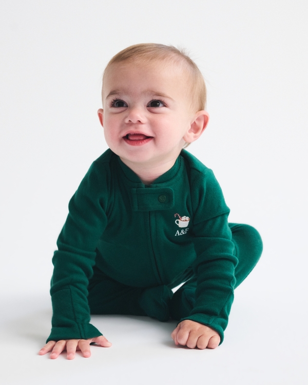 baby rib footed sleeper, Green view 1