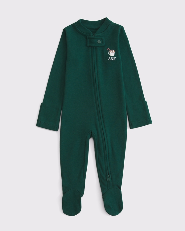 baby rib footed sleeper, Green view 2
