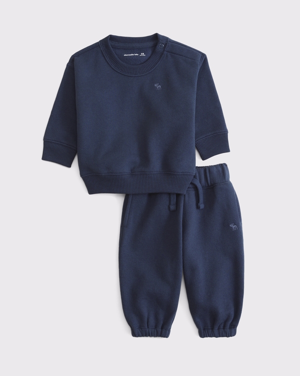 baby essential icon crew sweatshirt set, Sapphire view 1