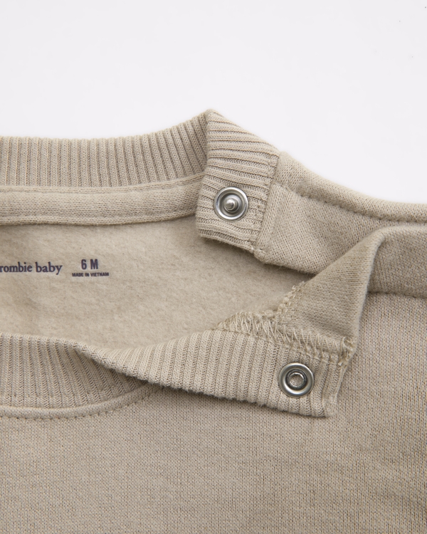 baby essential logo crew sweatshirt set, Taupe view 2