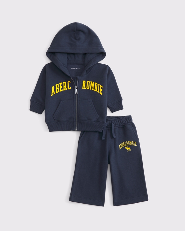 baby logo full-zip hoodie set, Navy view 1