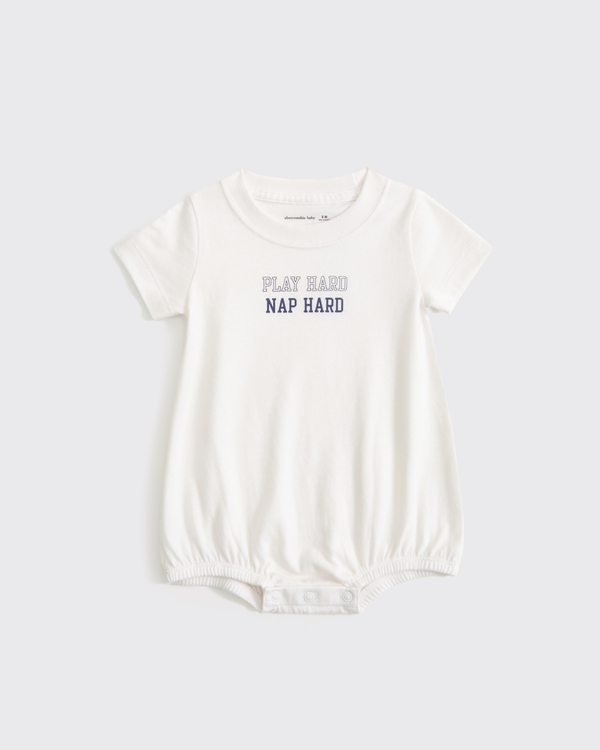 baby graphic bubble romper, Cream view 1