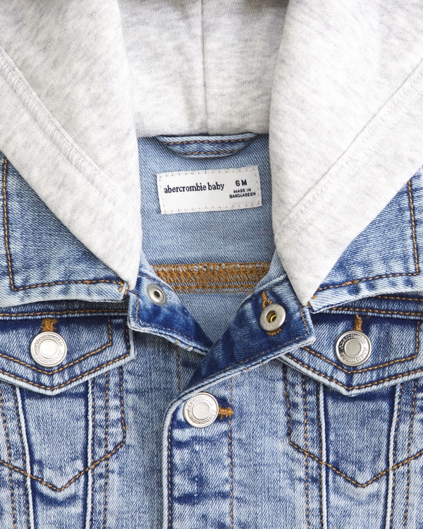 baby hooded denim jacket, Light Wash view 2