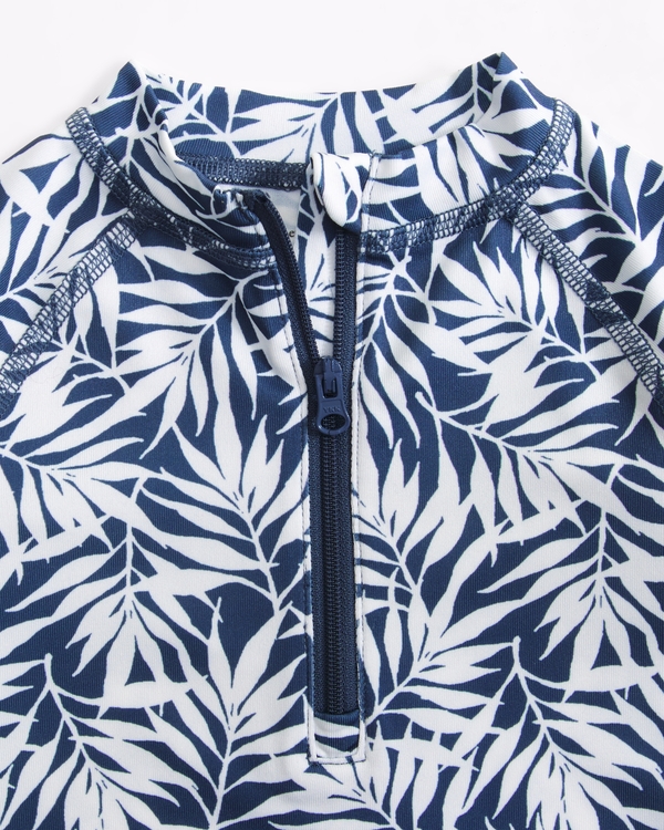 baby long-sleeve rashguard swimsuit set, Navy Print view 2