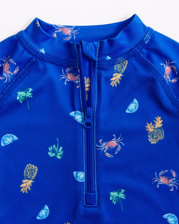 baby long-sleeve rashguard swimsuit set, Blue Pattern view 2