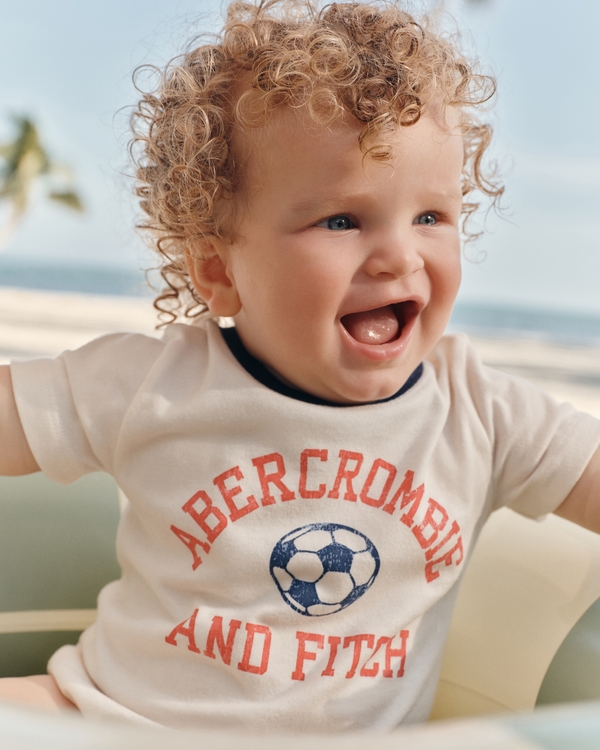 baby logo graphic bubble romper, Cream view 1