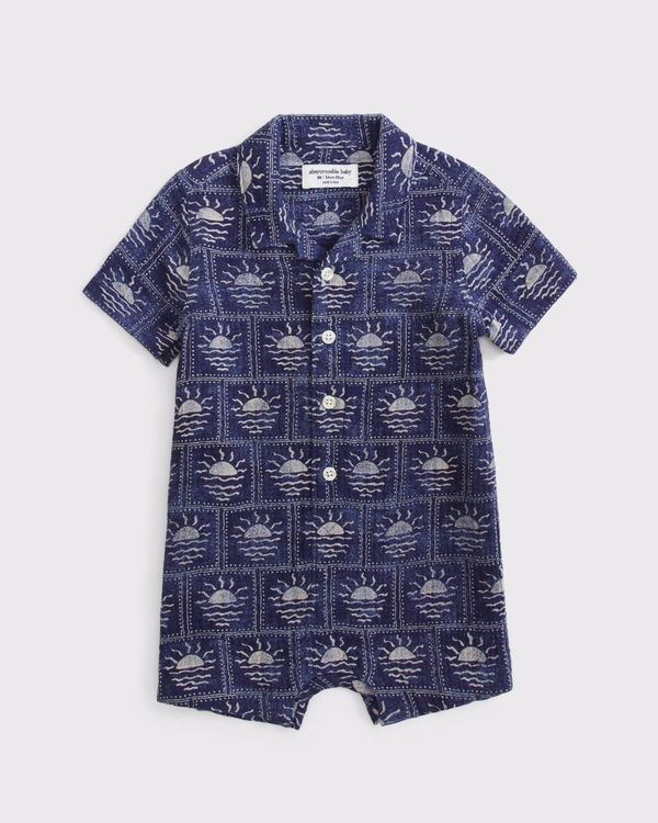 baby gauze romper, Blue Print view 1